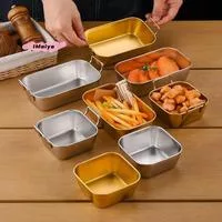 Корзина с ручкой Корейская Нержавеющая сталь Тарелка Квадратная Серебристая и Золотая — для прихожая — фото 2