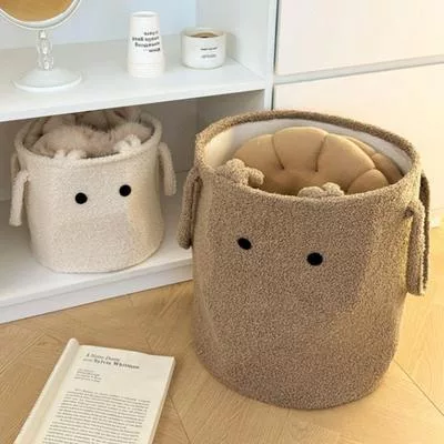 Корзина для белья из шерсти ягненка Игрушки Хранение закусок Органайзер Ручные — для детская — фото 3