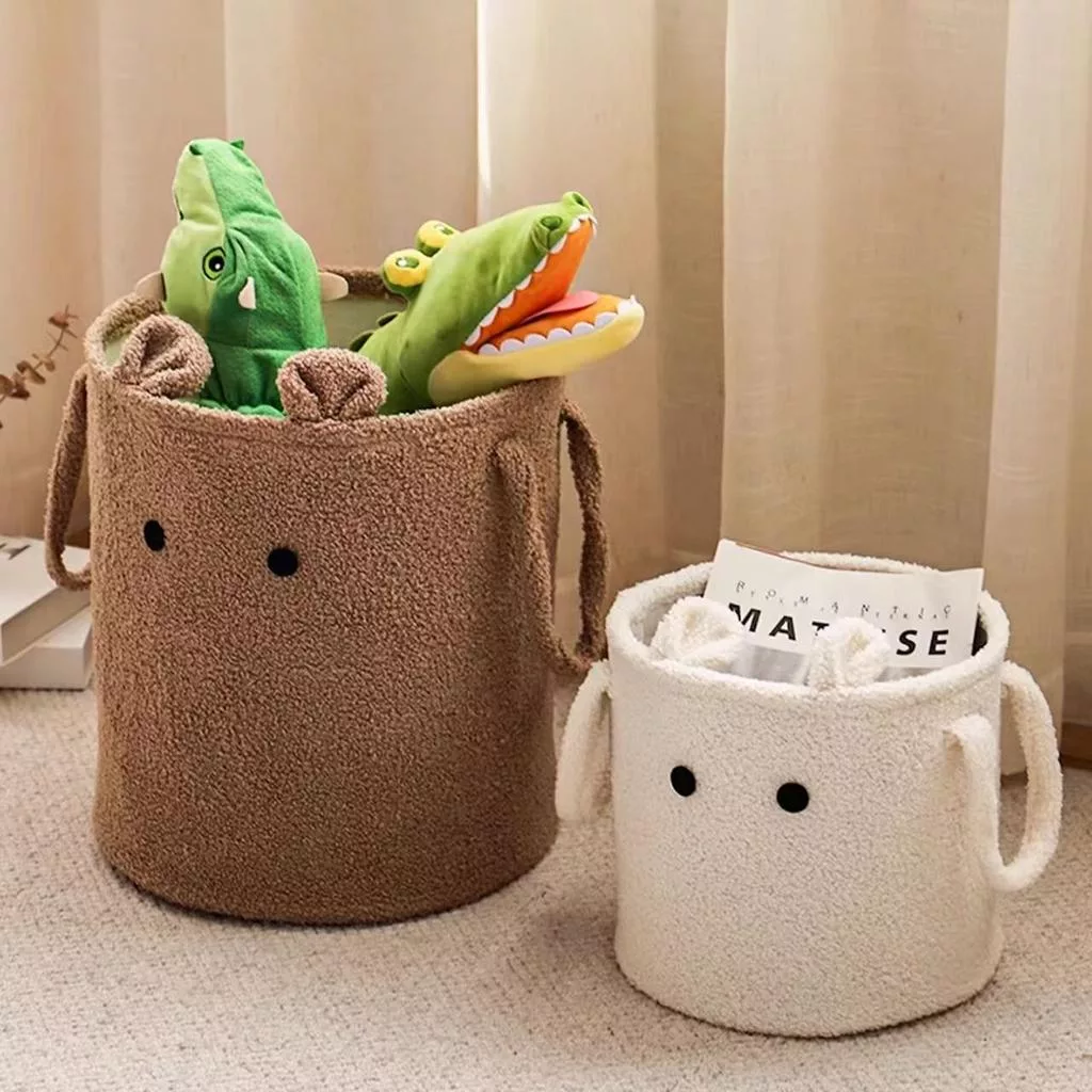 Корзина для белья из шерсти ягненка Игрушки Хранение закусок Органайзер Ручные — для детская — фото 4
