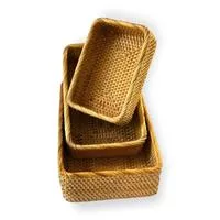 Натуральные плетеные корзины из ротанга Прямоугольная плетеная корзина для организации — для кухня — фото 2