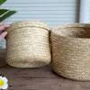 14/16/18/22 см плетеная вручную корзина для хранения из травы с крышкой для плетения — для балкон — фото 9