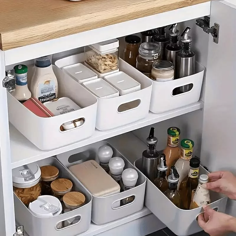 4 шт. Штабелируемые пластиковые контейнеры для хранения - Прочные прямоугольные — для кухня — фото 4
