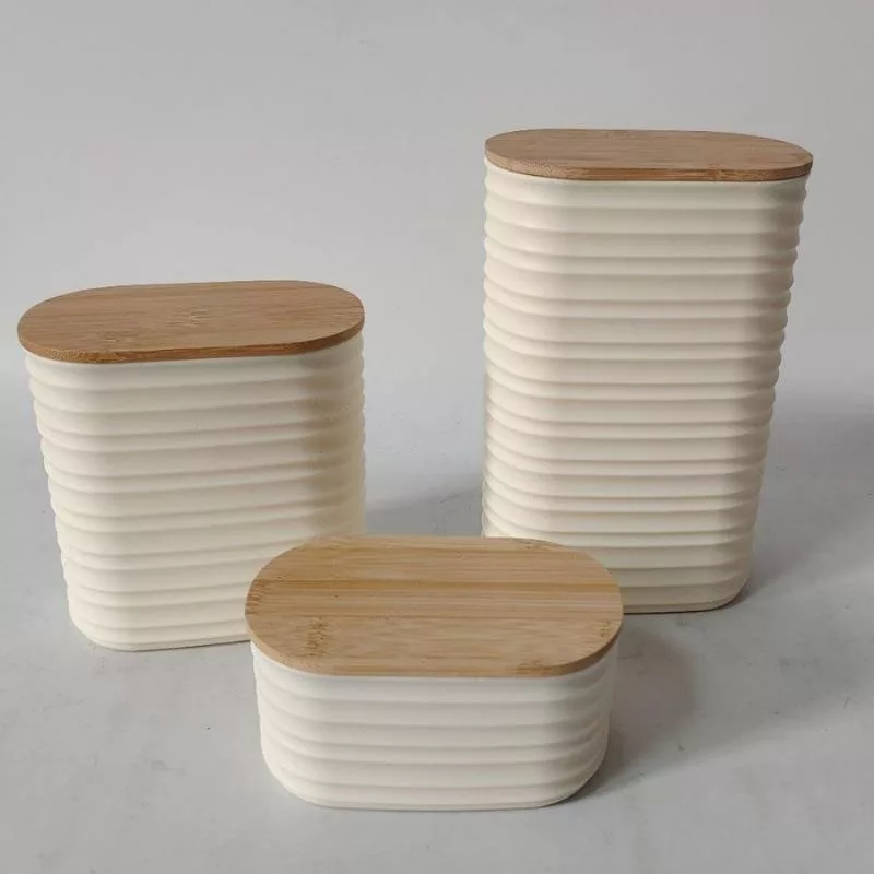 Стеклянная банка для хранения продуктов с деревянной крышкой — для кладовка — фото 4
