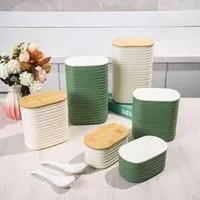 Новая банка для хранения продуктов с деревянной крышкой - Герметичный кухонный — для кухня — фото 2