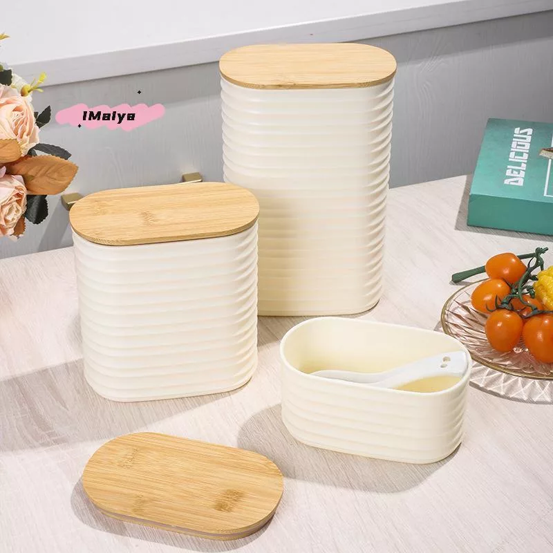 Стеклянная банка для хранения продуктов с деревянной крышкой - Герметичный кухонный — для кухня — фото 4