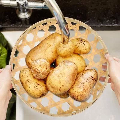 2 шт. Бамбуковые сита Традиционные плетеные корзины Кухонное хранение Корзина для — для кухня — фото 3