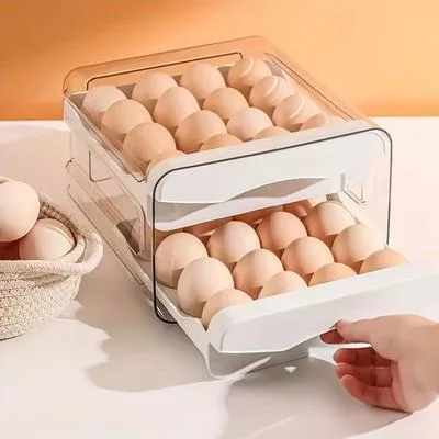 Двухслойный пылезащитный контейнер для хранения яиц на 32 ячейки Кухонный домашний — для кухня — фото 3