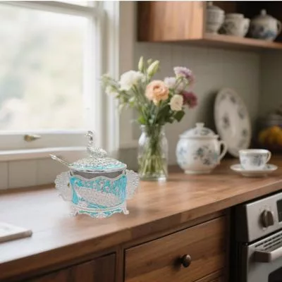 Декоративный сахарный контейнер с крышкой и ложкой для кофейни — для кухня — фото 3