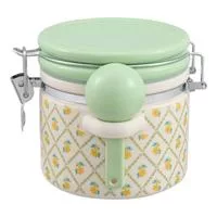 Средняя банка из керамогранита с крышкой и керамической ложкой — для кухня — фото 2