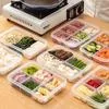 Многоразовый контейнер для хранения продуктов с 4 отделениями и крышкой – Прозрачный — для кухня