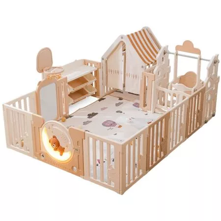 Детский манеж UNIX Kids DeLuxe House&Storage Camel 180x200 (PPLXSWHS200WC) — для детская