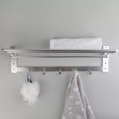 Полка откидная с держателем полотенец — для ванная — фото 8