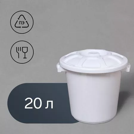 Бак пищевой, 20 л, пластиковый, с крышкой, МИКС — для кухня