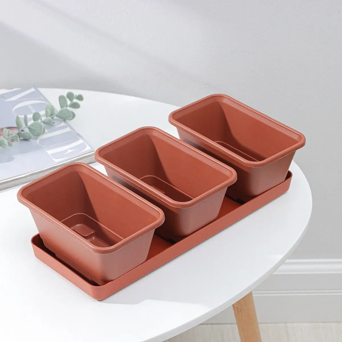 Набор горшков для цветов с поддоном darel plastic — для балкон — фото 3