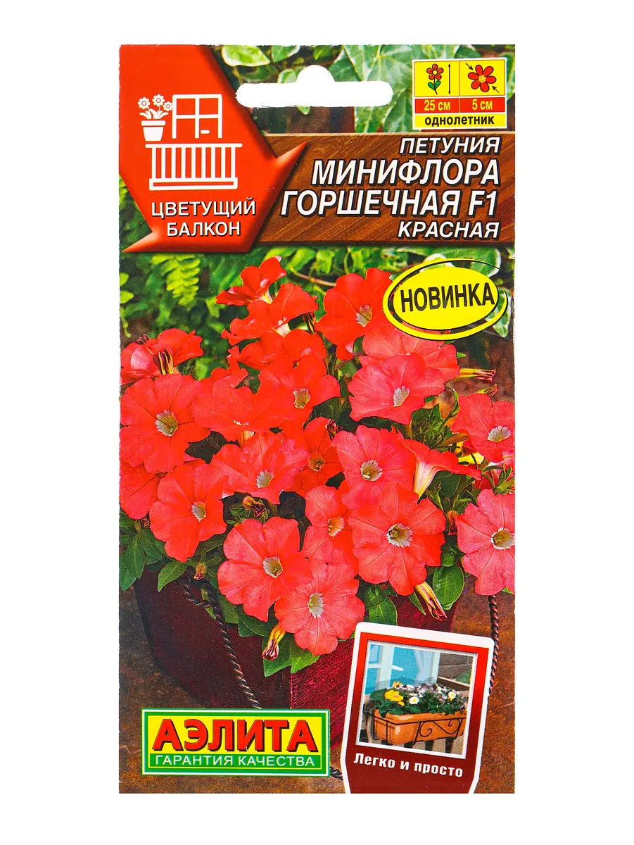 Семена цветов петуния минифлора горшечная f1 красная (драже) цветущий балкон — для балкон
