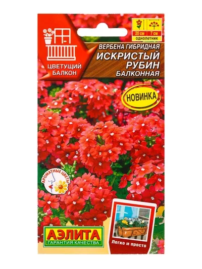 Семена цветов Вербена Искристый рубин балконная Цветущий балкон — для балкон — фото 6