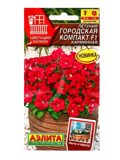 Семена цветов Петуния Городская компакт F1 карминная (драже) Цветущий балкон — для балкон — фото 6