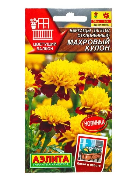 Семена цветов Бархатцы «Махровый кулон» отклоненные — для балкон