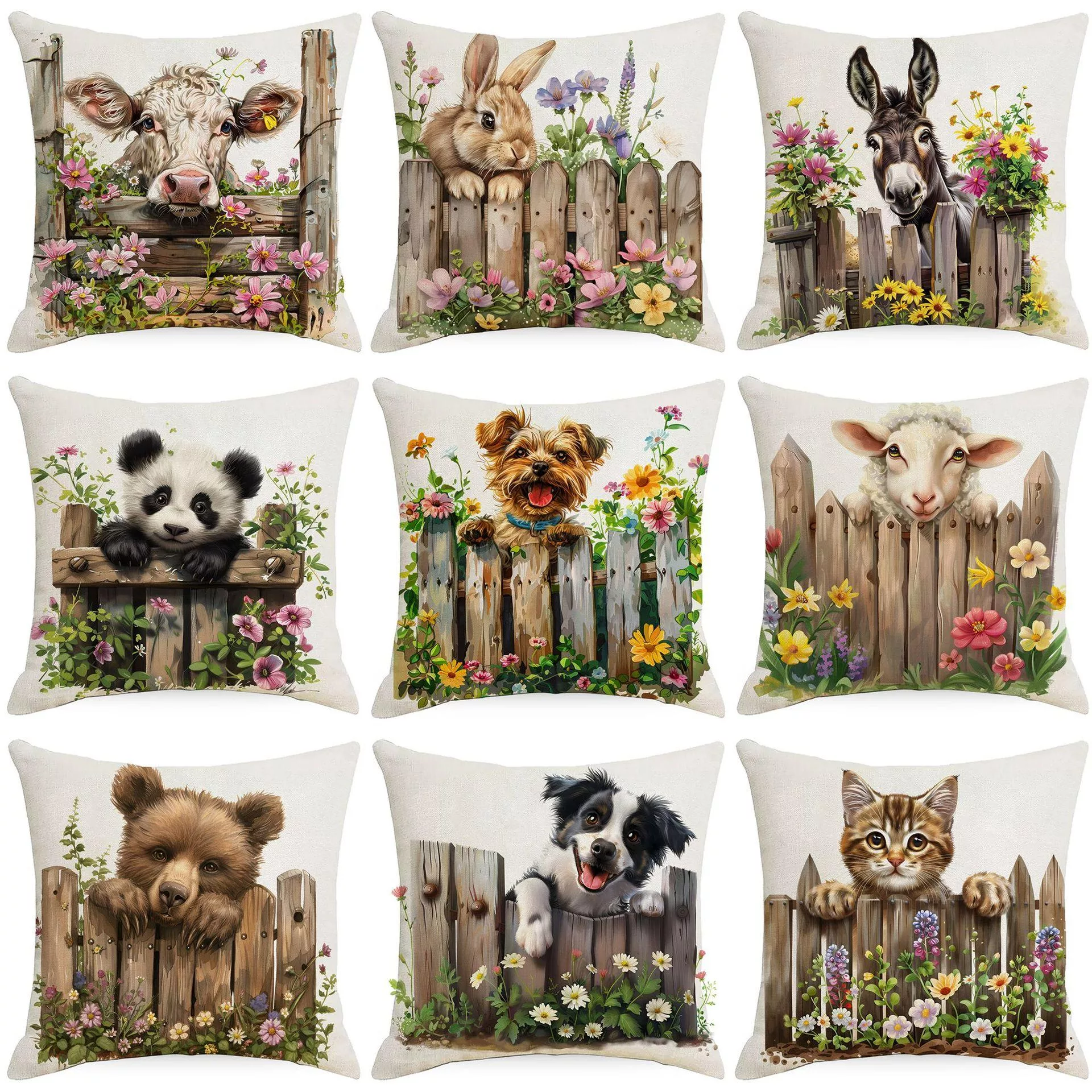 Весна Ферма Животное Корова Кролик Собака Наволочка Домашнее Украшение Балкон Подушка — для балкон — фото 5