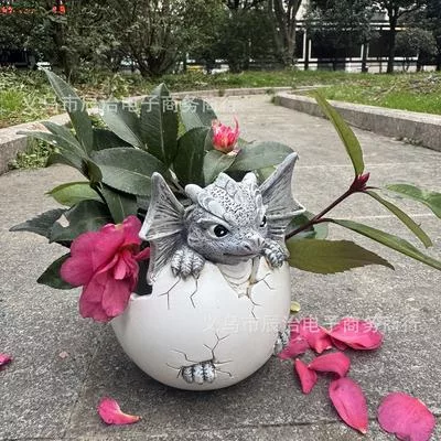 Креативное Садовое Яйцо Динозавр Цветочный Горшок Украшение Орнамент Садовый Балкон — для балкон — фото 3